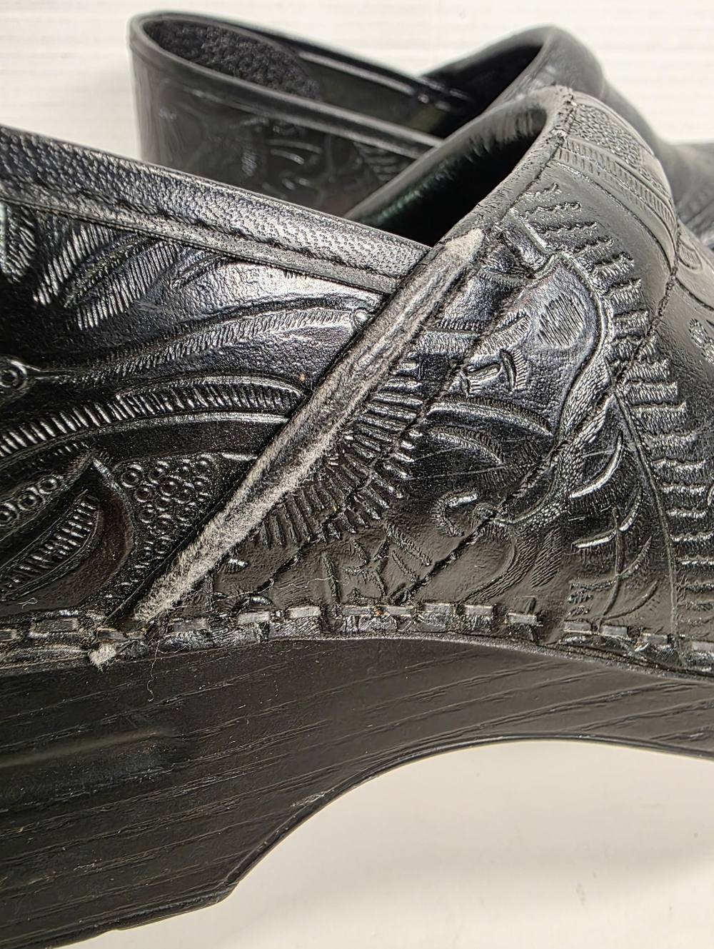 Dansko Black Embossed Leather Clogs - Picture 4 of 14